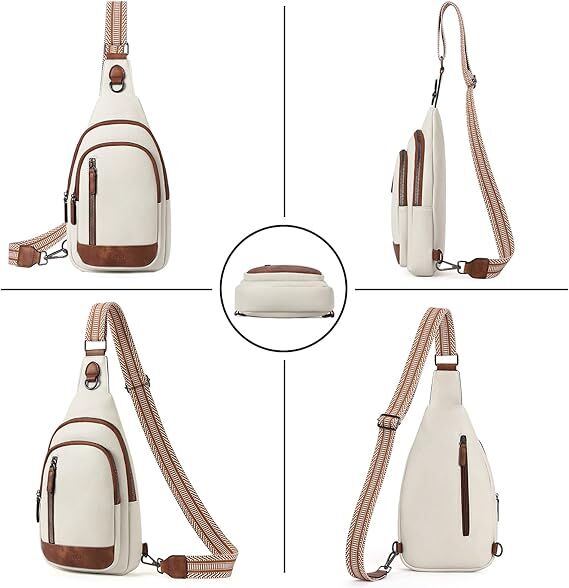White Faux Leather Sling Bag: Unisex, Spacious, Reversible Crossbody for Aussies, Large Compartment