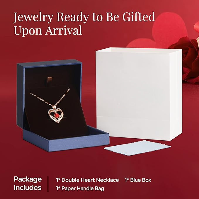 18K Rose Gold Necklaces for Women, 925 Sterling Silver Gifts for Mothers Day, Jewelry for Wife Mom Her Girlfriend, Birthstone Diamond Necklace for Birthday Anniversary, Heart Pendant Jewelry-MAR