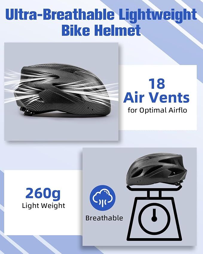 Adjustable Bike Helmet: 18 Vents, 260g, L Size (58-61cm), for Aussie Cyclists