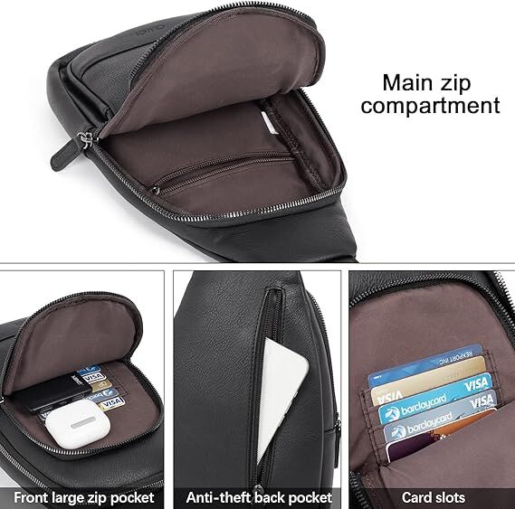 Black Faux Leather Sling Bag: Unisex, Spacious, Reversible Crossbody for Aussies
