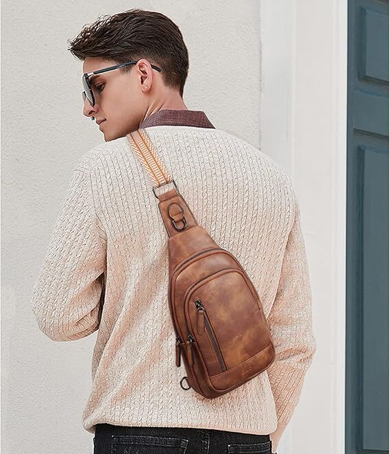 Brown Faux Leather Sling Bag: Unisex, Spacious, Reversible Crossbody for Aussies