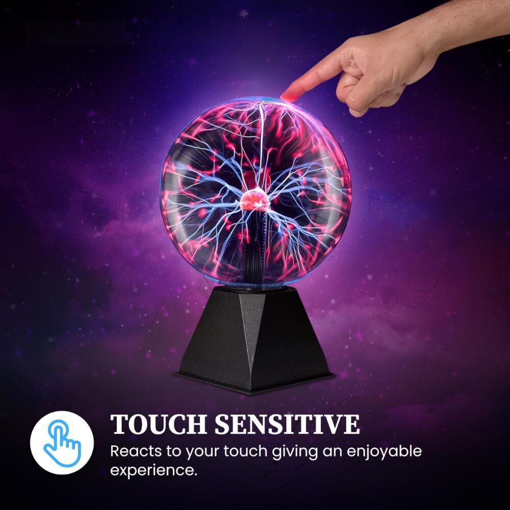 Plasma Ball Lamp - Touch & Sound Sensitive USB-Powered Globe for Decor, Parties & STEM Learning (4 Inch)