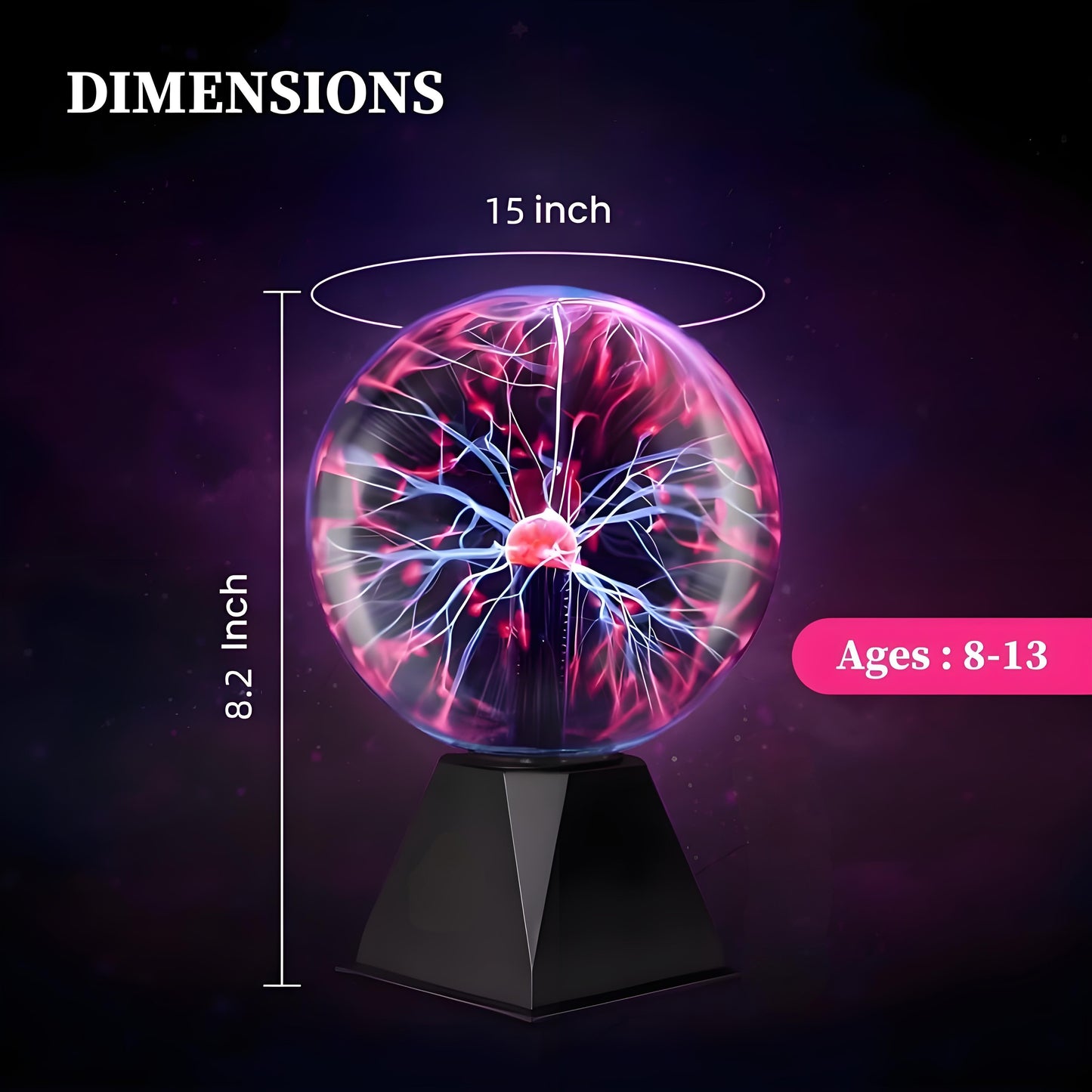 Plasma Ball Lamp - Touch & Sound Sensitive USB-Powered Globe for Decor, Parties & STEM Learning (5 Inch)