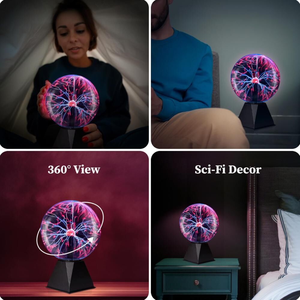 Plasma Ball Lamp - Touch & Sound Sensitive USB-Powered Globe for Decor, Parties & STEM Learning (6 Inch)