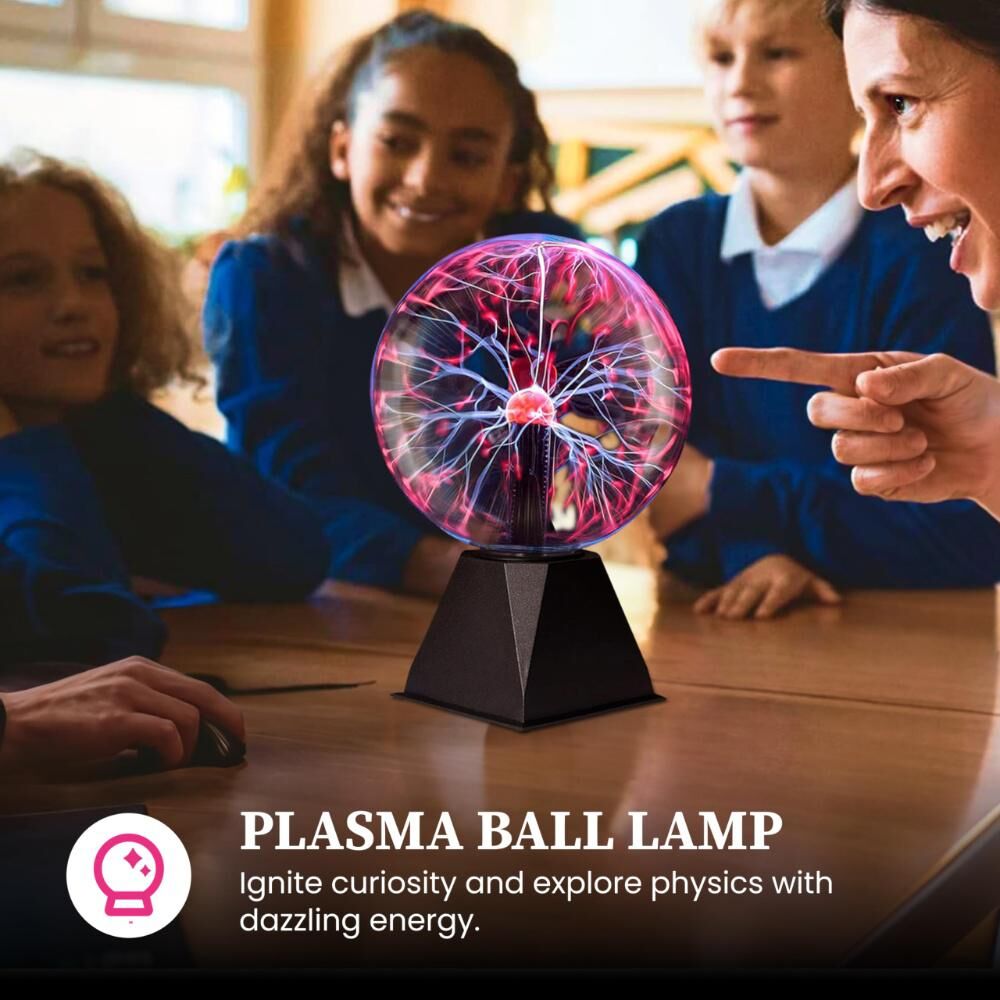 Plasma Ball Lamp - Touch & Sound Sensitive USB-Powered Globe for Decor, Parties & STEM Learning (7 Inch)