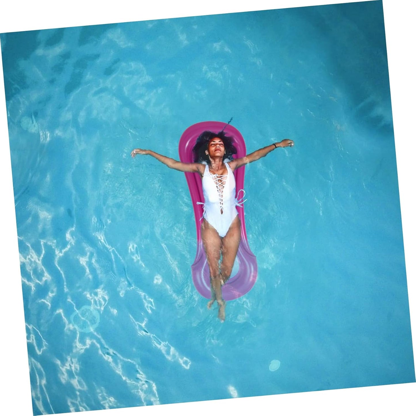 Inflatable Red Floating Bed: Portable Foldable Swimming Mat for Pool Lounging, Water Fun & Beach Relaxation