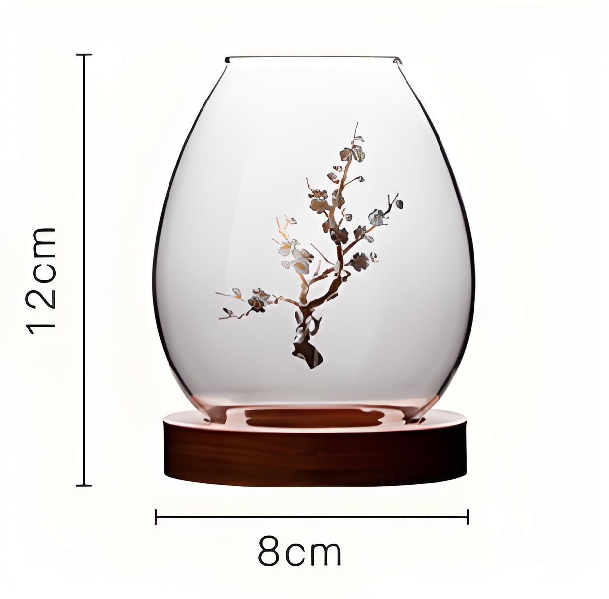 Chinese-Style Glass Candle Holder with Plum Blossom Design: 12×8cm, Windproof, Retro Zen Decor for Romantic Dinners & Home Ambiance