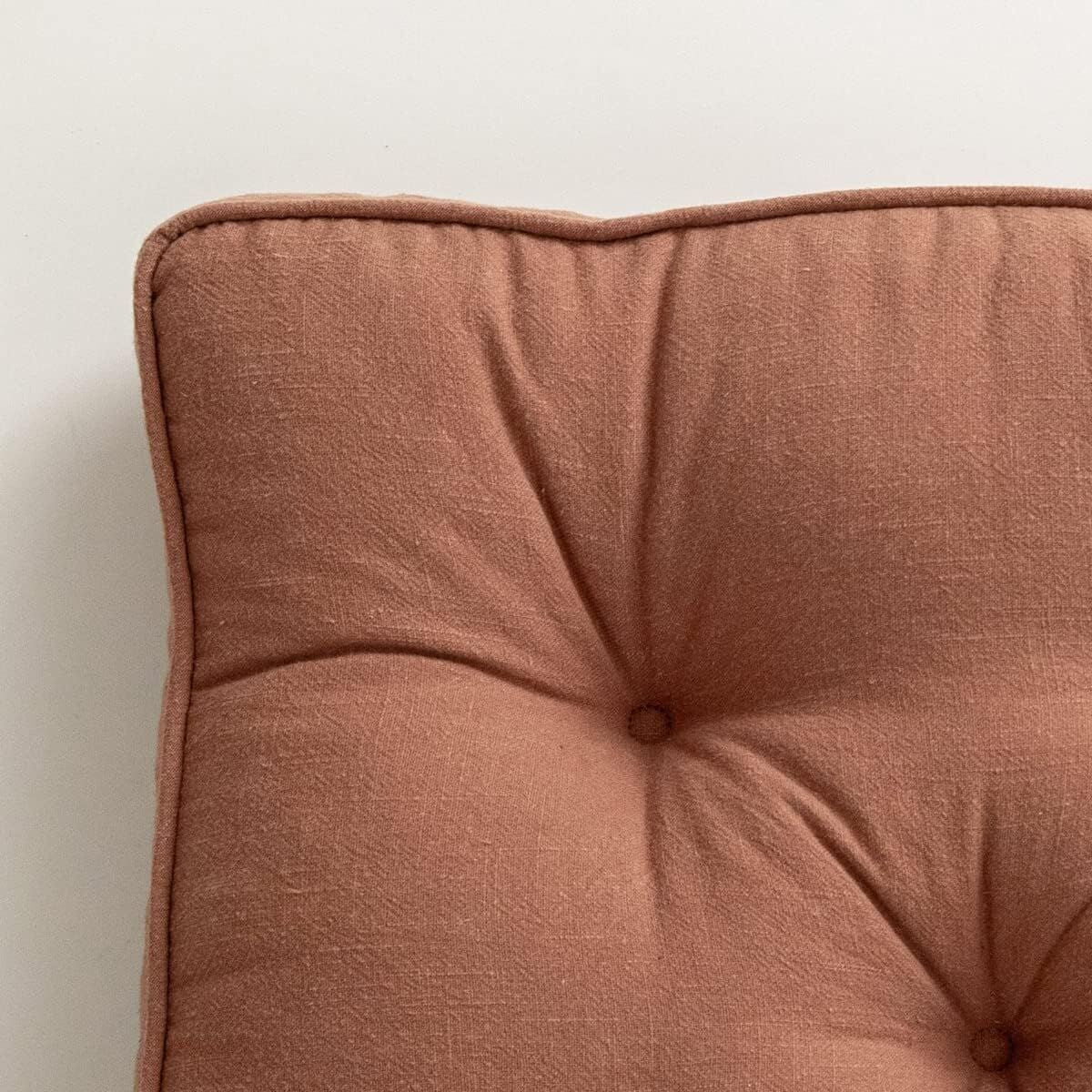43×43×6cm Linen Cotton Thick Seat Cushion: Plush, Solid-Colour, for Office & Home Chairs, Aussie Comfort Essential（Amber Brown）