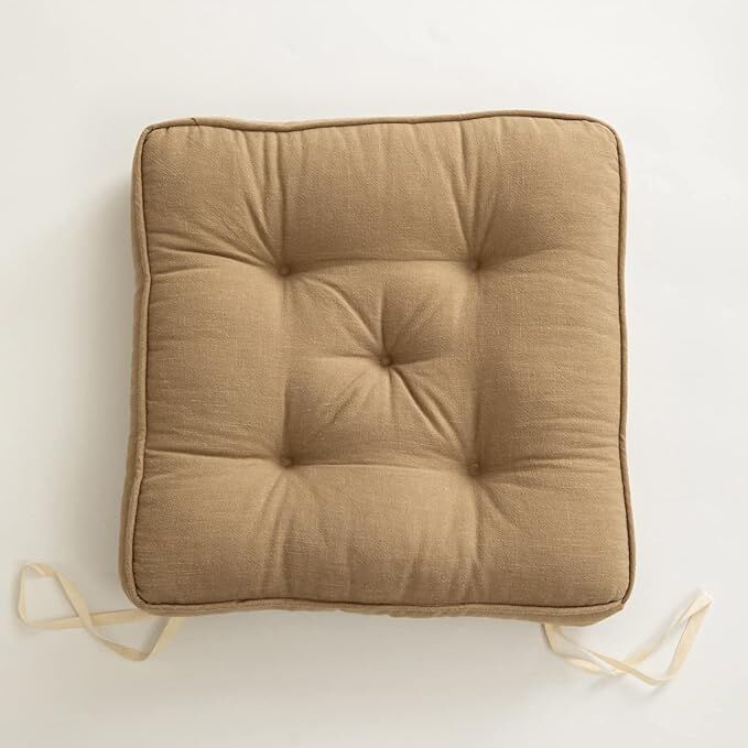 43×43×6cm Linen Cotton Thick Seat Cushion: Plush, Solid-Colour, for Office & Home Chairs, Aussie Comfort Essential（Bean Coffee）