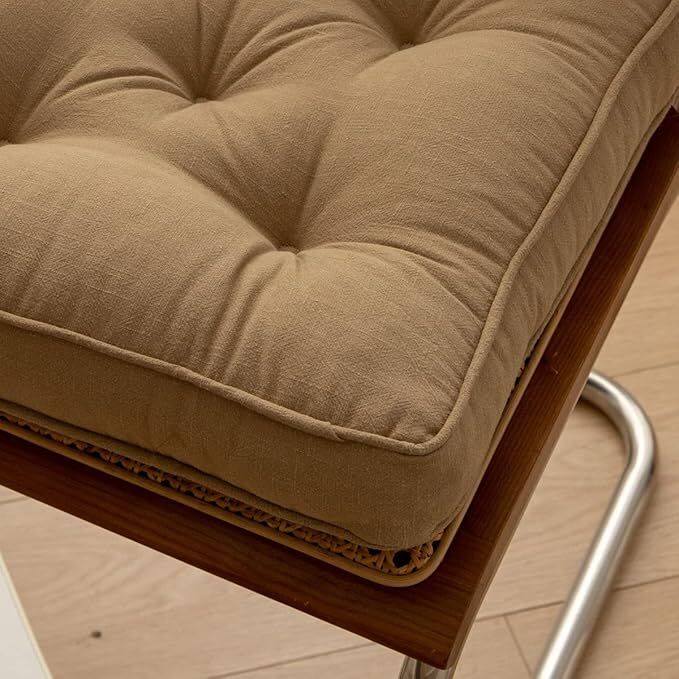 43×43×6cm Linen Cotton Thick Seat Cushion: Plush, Solid-Colour, for Office & Home Chairs, Aussie Comfort Essential（Bean Coffee）