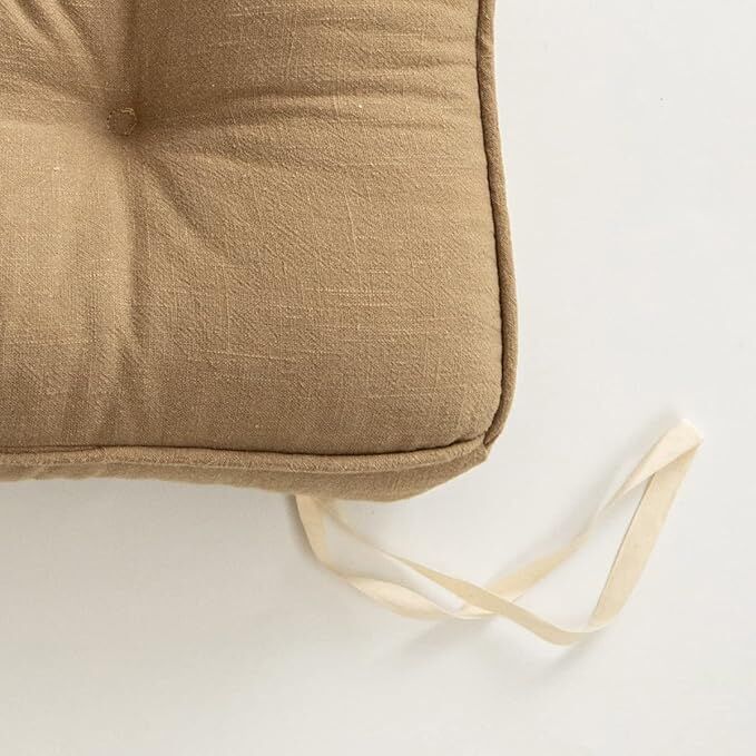 43×43×6cm Linen Cotton Thick Seat Cushion: Plush, Solid-Colour, for Office & Home Chairs, Aussie Comfort Essential（Bean Coffee）