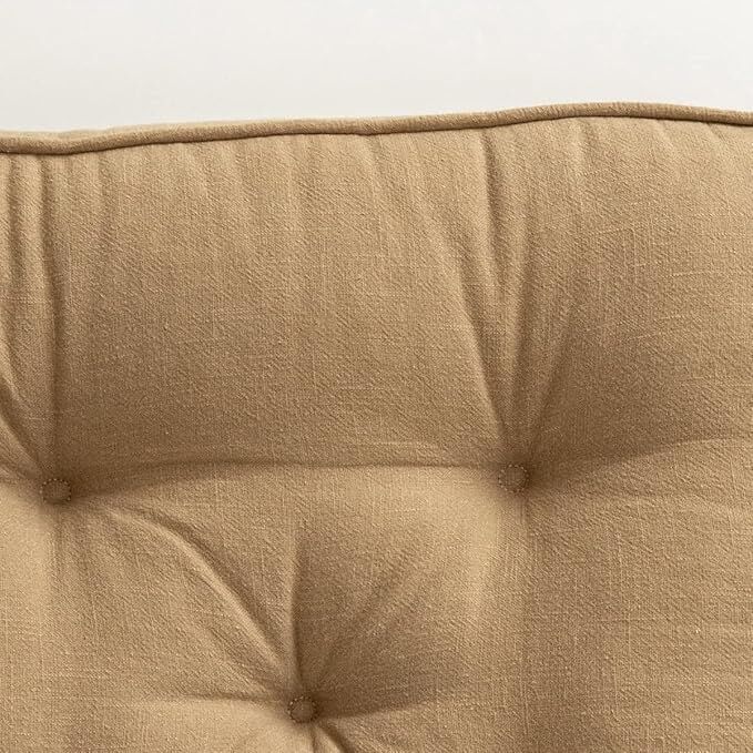 43×43×6cm Linen Cotton Thick Seat Cushion: Plush, Solid-Colour, for Office & Home Chairs, Aussie Comfort Essential（Bean Coffee）