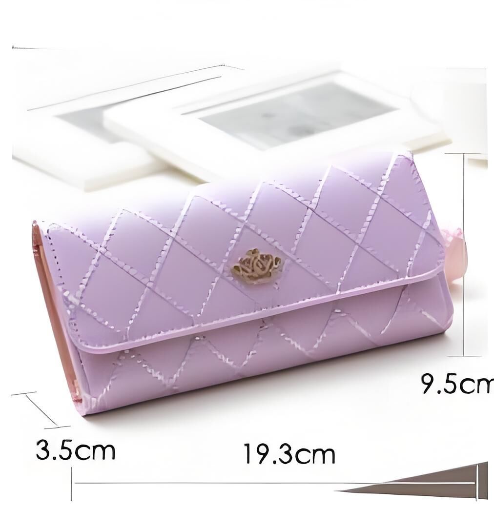 Christmas gift Women's Quilted Leather Wallet, Stylish Long Clutch with Heart Accent, for Cards & Cash Organization（blue）