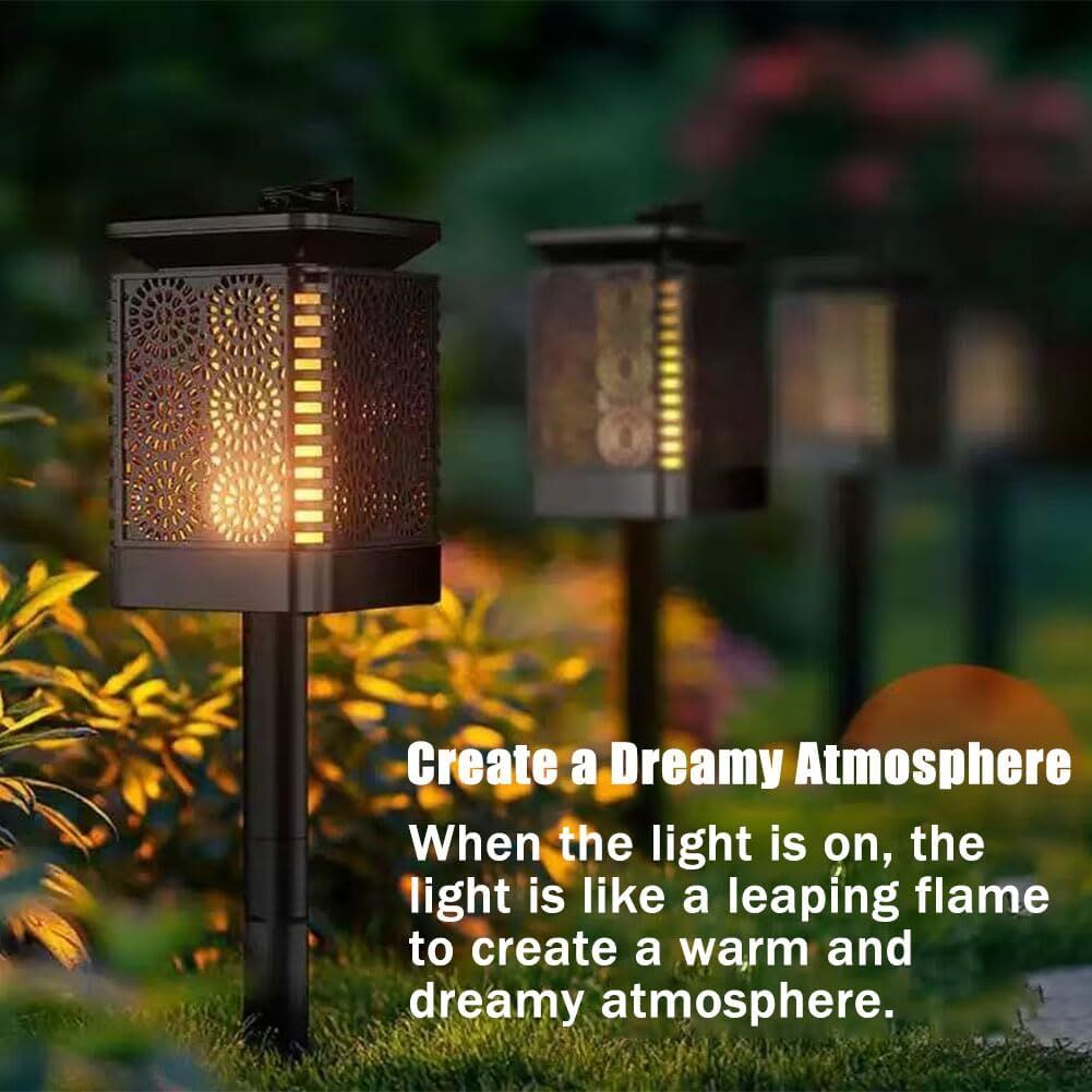 4-Pack Solar Garden Stake Light with Floral Pattern: 12 LED Outdoor Decorative Light with Multiple Mounting Options