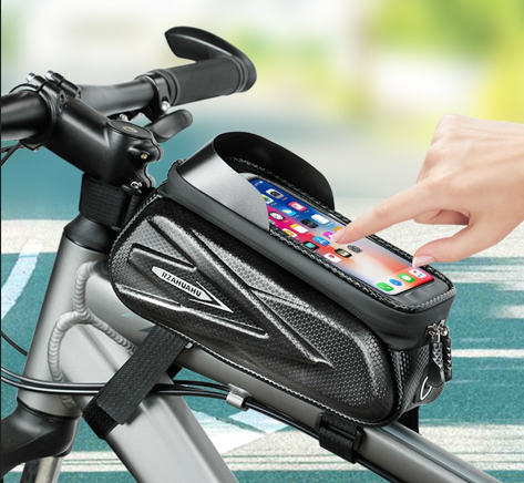 Waterproof Bike Frame Bag with Touchscreen Window: Hard Shell Bicycle Bag for Phone & Gear, Perfect for Aussie Riders
