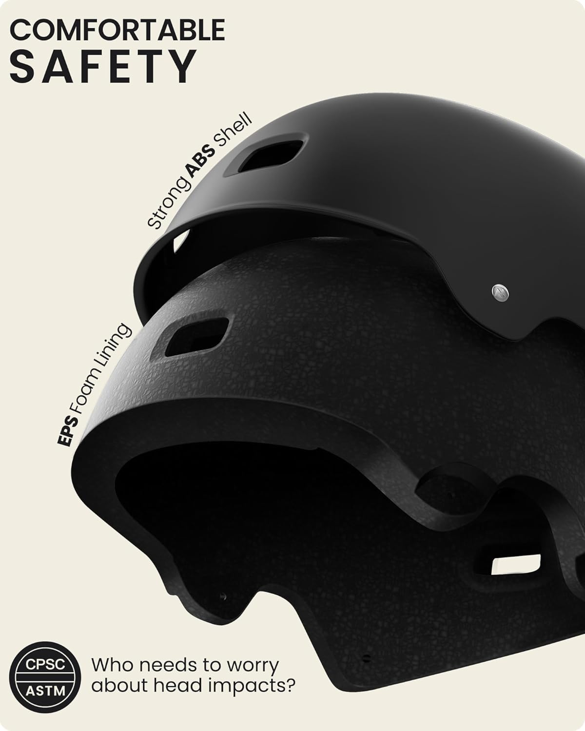 OutdoorMaster Skateboard Cycling Helmet - Two Removable Liners Ventilation Multi-Sport Scooter Roller Skate Inline Skating Rollerblading for  Adults-Black-Large
