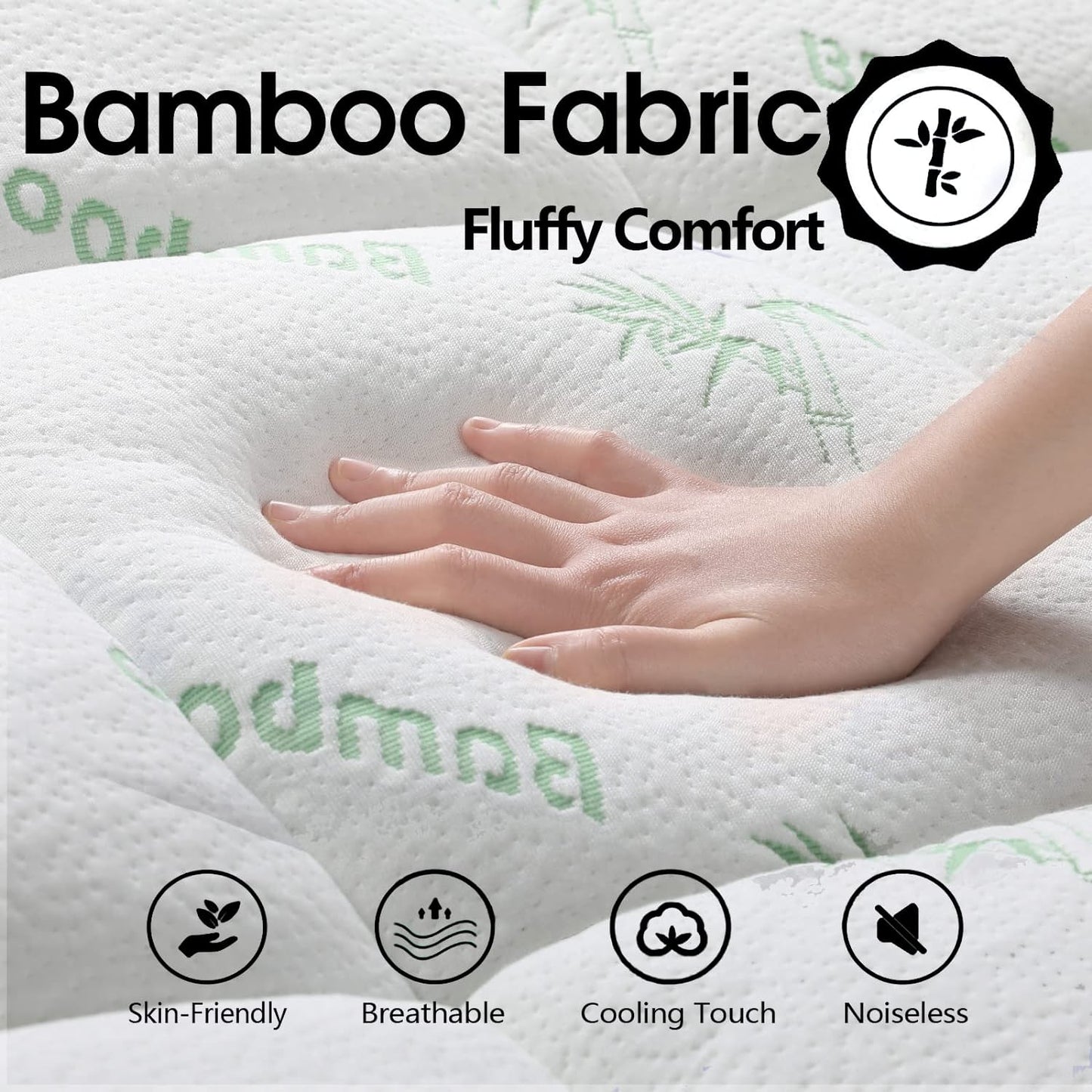 Bamboo Pillowtop Mattress Topper Luxury Bedding Mat Pad Protector Cover King 183 x 203 cm