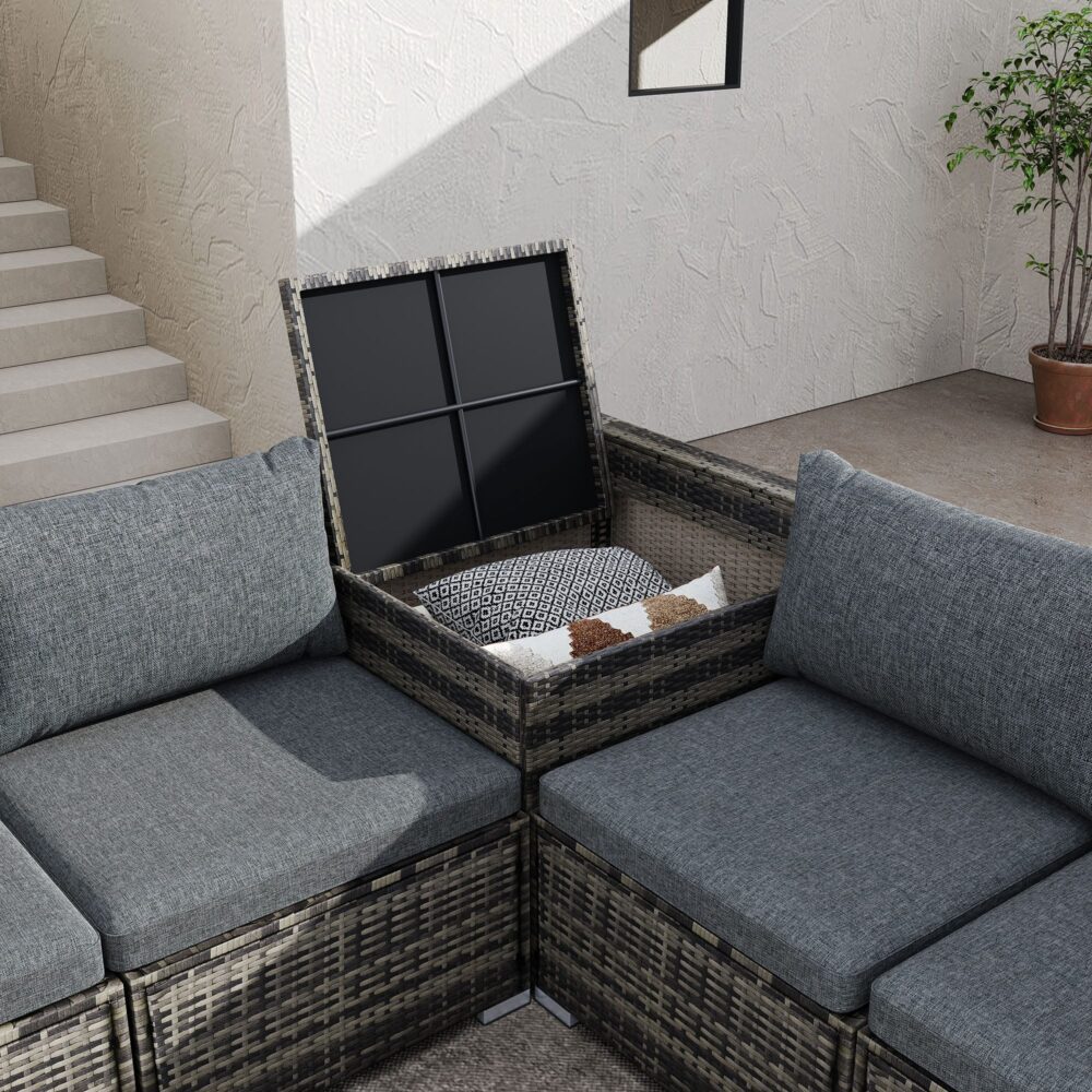 8PCS Outdoor Furniture Modular Lounge Sofa Lizard-Grey