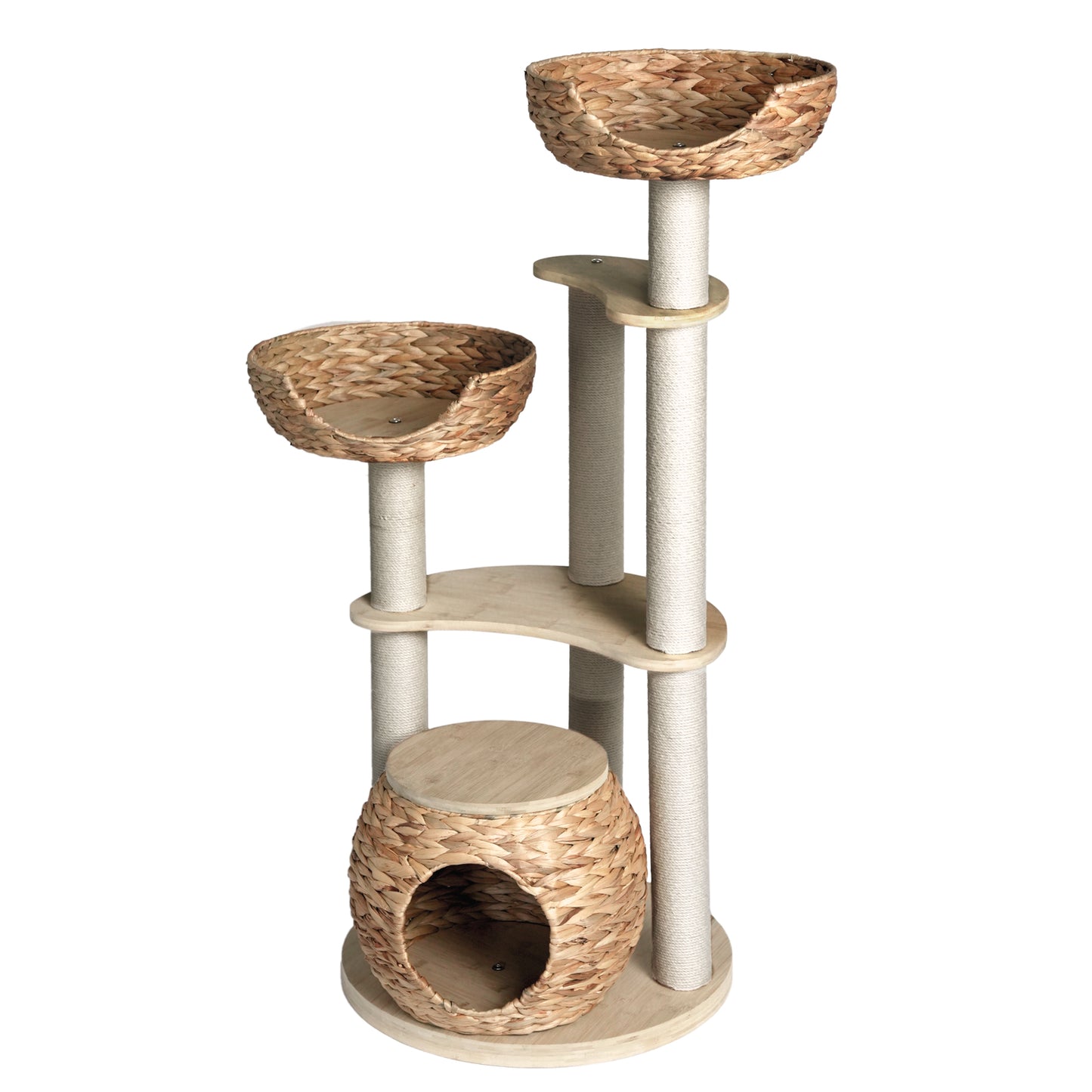 Whisker Wonderland Premium Eco Bamboo Cat Tree Large - Natural Bamboo Structure, Safe & Stable, Multi-Functional Cat Furniture, Climbing & Scratching