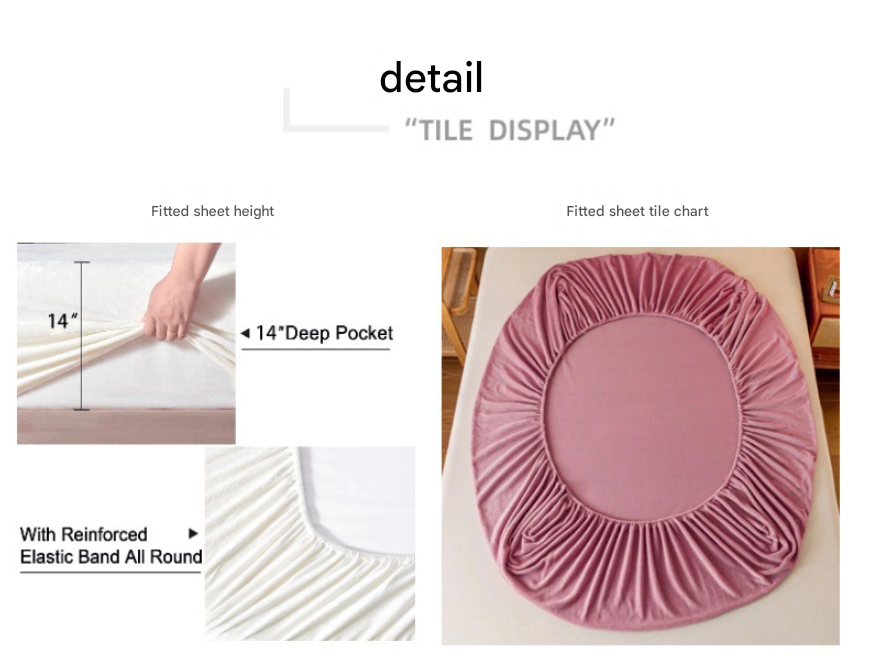 Khaki Plush Crystal Velvet Fitted Sheet - Ultra Soft, Warm & Thick for Winter (198x203+36cm)