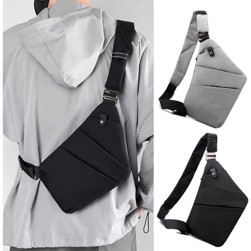 Grey Anti-theft Crossbody Sling Bag for Men & Women - Slim, Lightweight Chest Shoulder Pack for Travel & Daily Commute