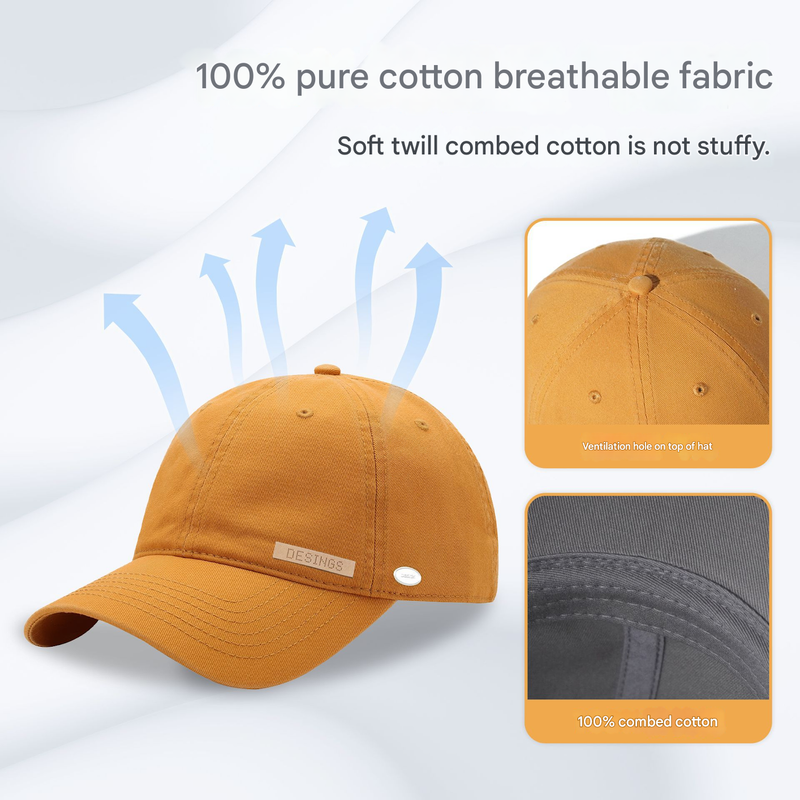 Pink Premium Pure Cotton Quick-Dry Baseball Cap - Outdoor Sports & Camping Sun Hat, Adjustable Fit(59-65cm)