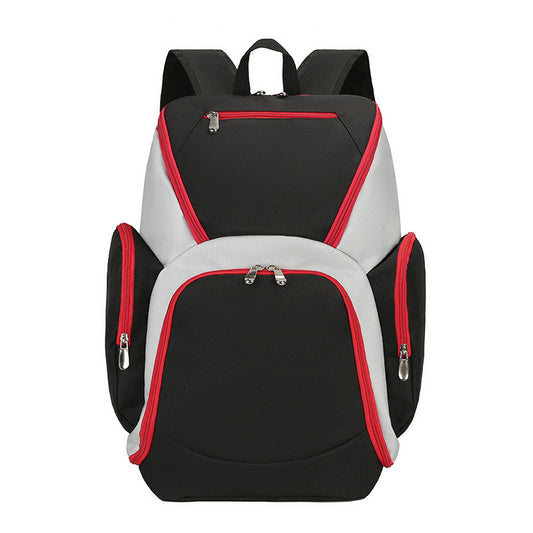 Black and red Large Capacity Oxford Cloth Basketball Backpack - Waterproof Gym & Travel Bag for Men & Women with S-Type Straps