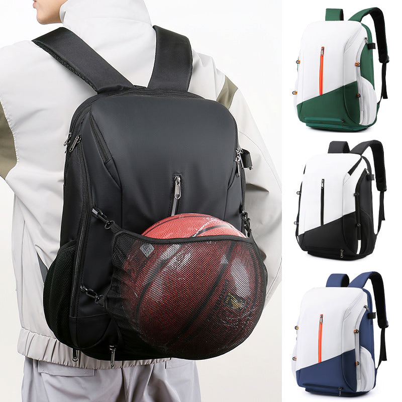 White and green Multi-functional Sports Backpack for Men & Women - Waterproof Basketball, Badminton, Tennis & Soccer Bag with Shoe Compartment + Net