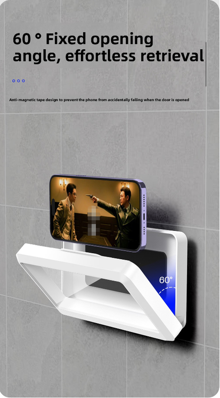 Waterproof Shower Phone Holder Purple Wall Mount - 360° Rotating Retractable Anti-Fog Touch Screen Case for Bathroom & Kitchen - Fits Phones up to 6.8 Inch