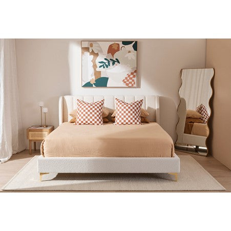 Georgia Boucle Queen Bed (White)