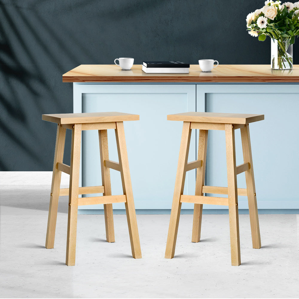 Artiss Set of 2 Beech Wood Bar Stools - Natural