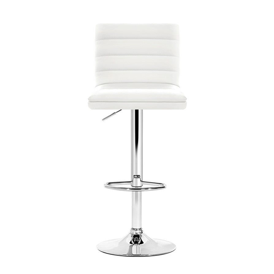 Artiss Set of 4 PU Leather Lined Pattern Bar Stools- White and Chrome