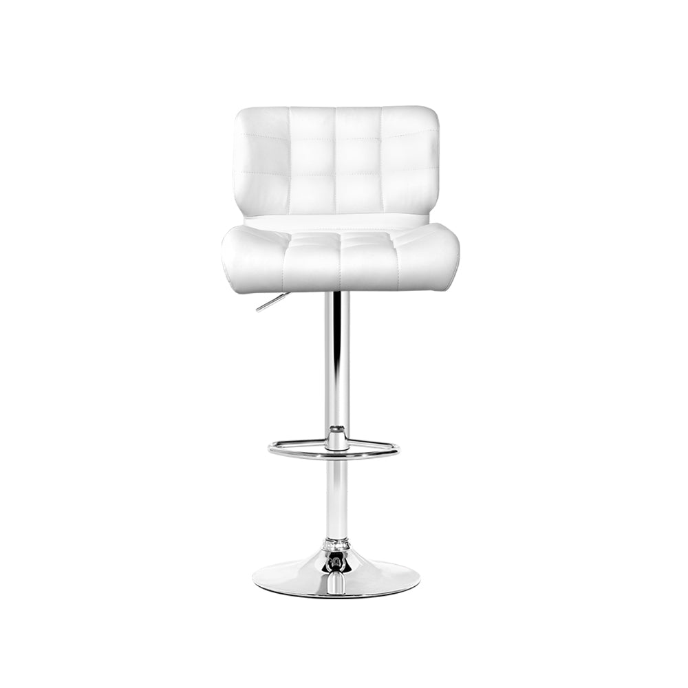 Artiss Set of 4 PU Leather Gas Lift Bar Stools - White and Chrome