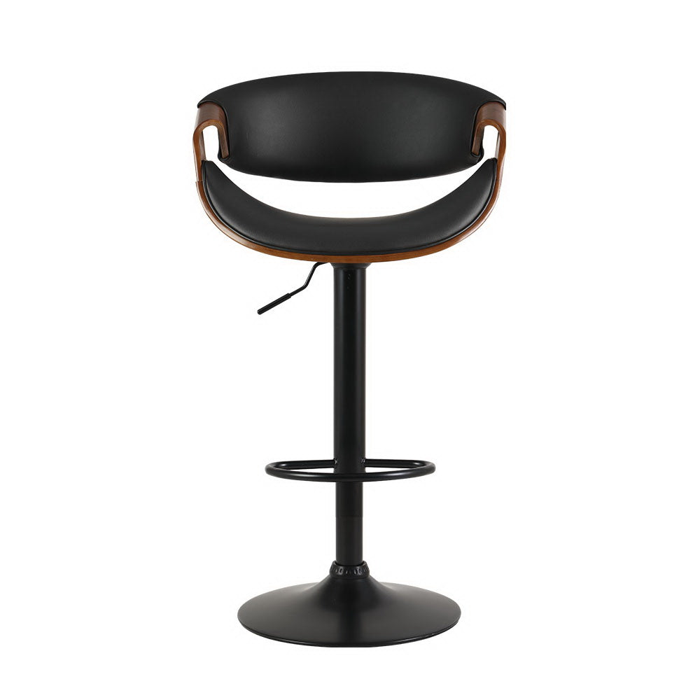 Artiss Bar Stools Swivel Chair Kitchen Gas Lift Wooden Bar Stool Leather Black