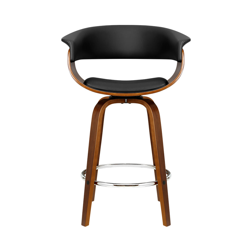 Artiss Swivel PU Leather Bar Stool - Wood and Black