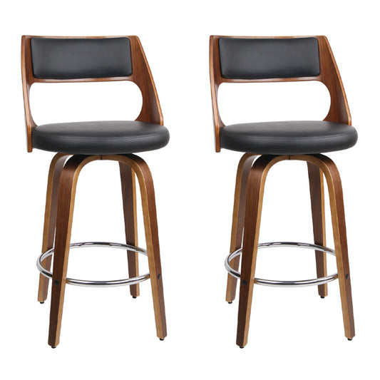 Artiss Set of 2 Wooden Bar Stools - Black