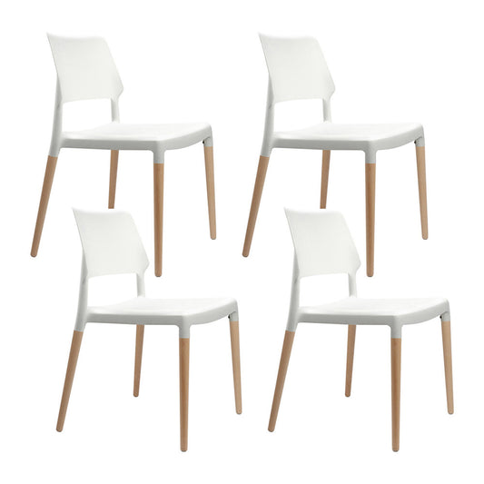 Artiss Set of 4 Wooden Stackable Dining Chairs - White