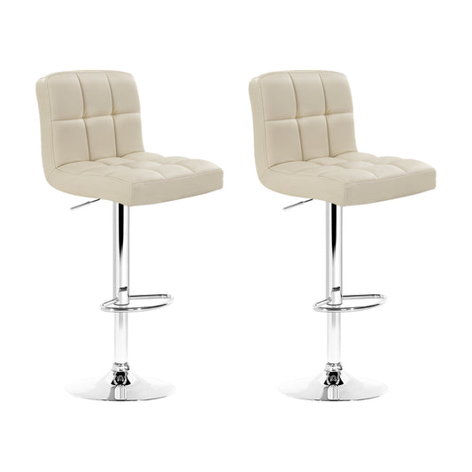 Artiss Set of 2 PU Leather Gas Lift Bar Stools - Beige