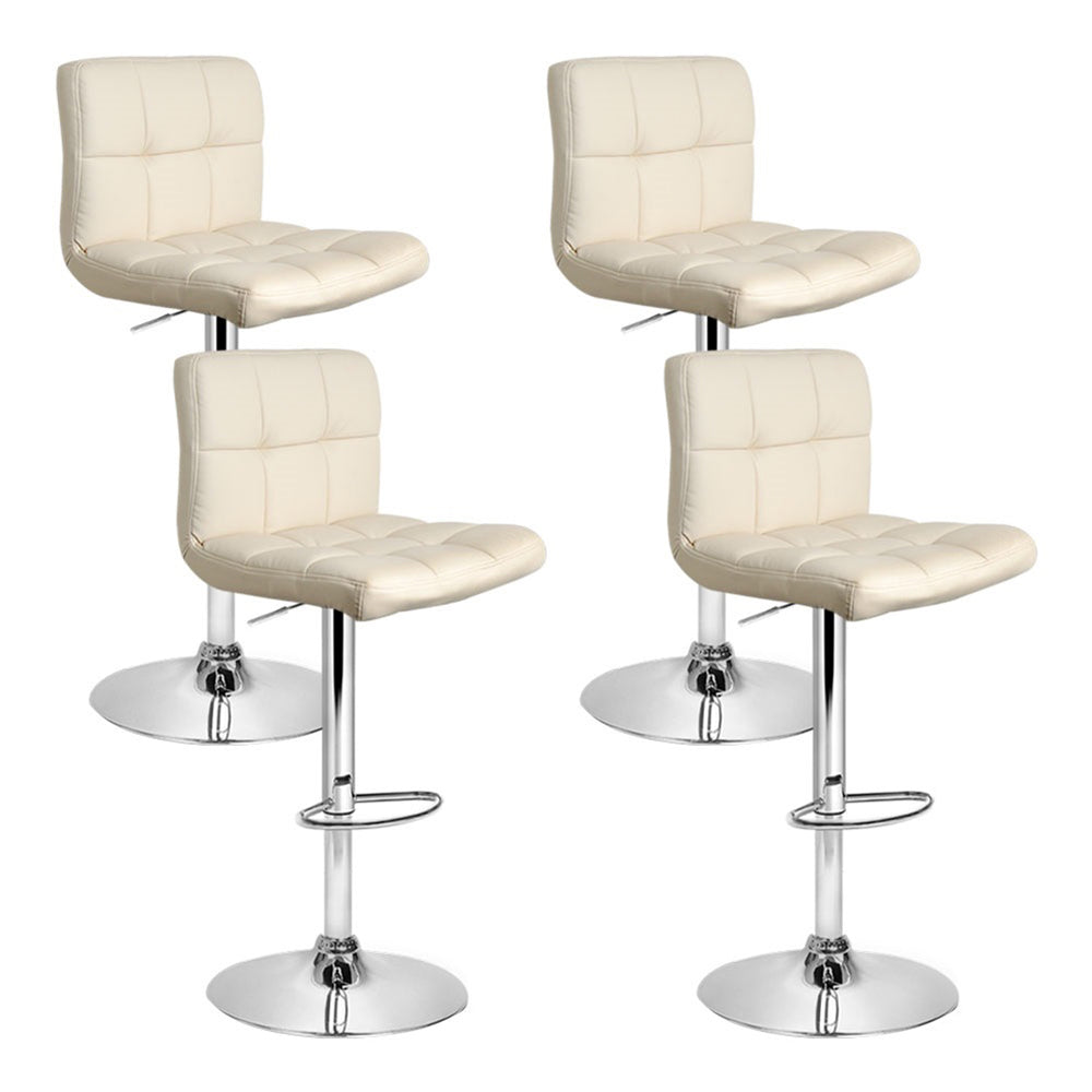 Artiss Set of 4 PU Leather Gas Lift Bar Stools - Beige