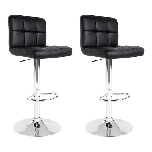 Artiss Set of 2 PU Leather Gas Lift Bar Stools - Black