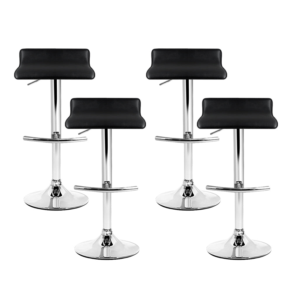 Artiss Set of 4 PU Leather Wave Style Bar Stools - Black