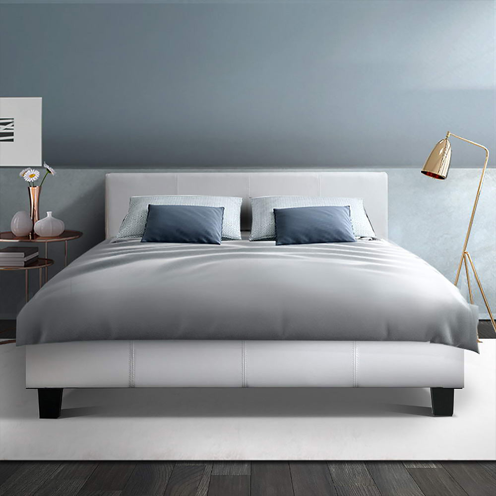 Artiss Neo Bed Frame PU Leather - White Double