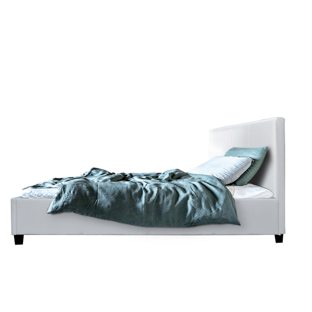 Artiss Neo Bed Frame PU Leather - White King Single