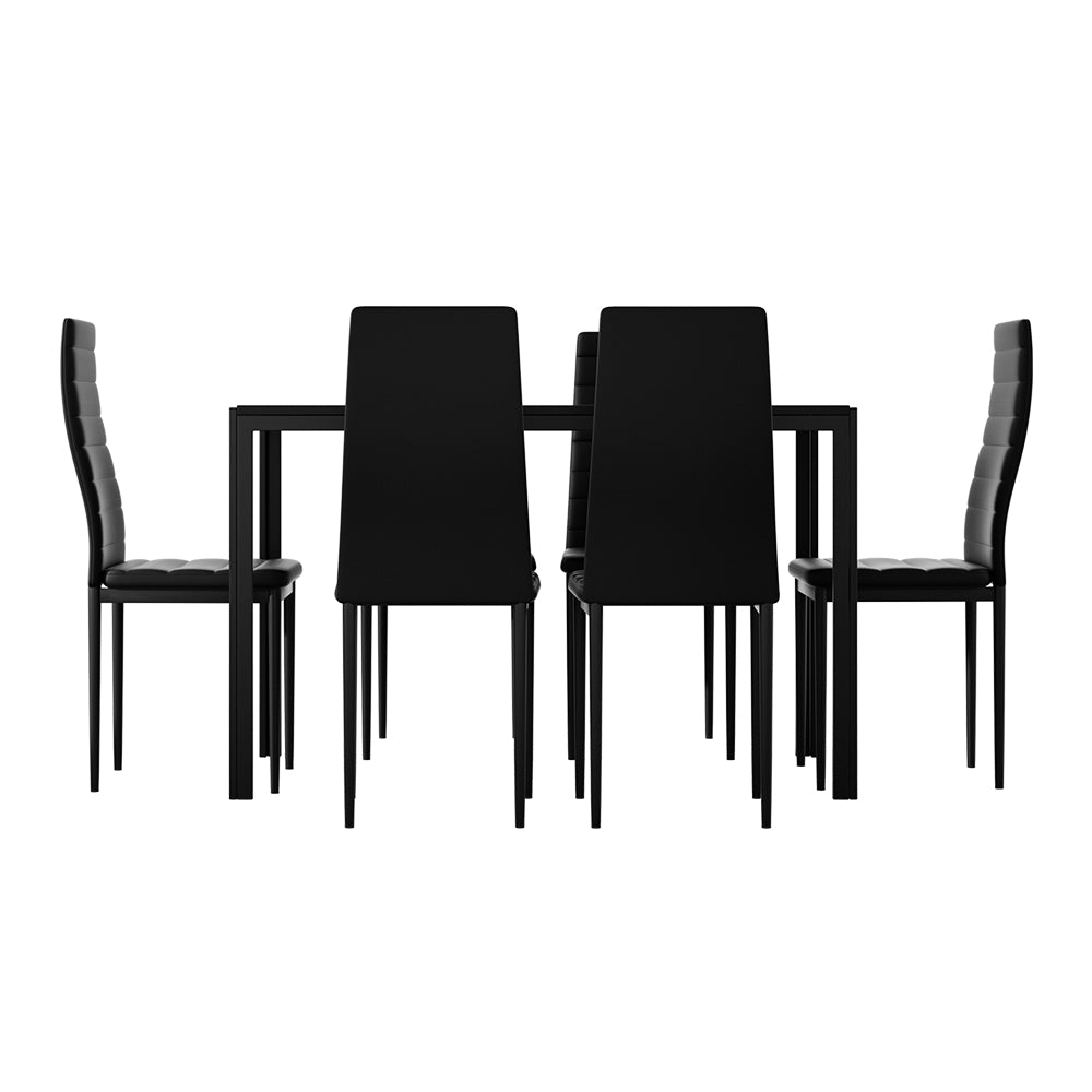 Artiss Dining Chairs and Table Dining Set 6 Chair Set Of 7 Wooden Top Black