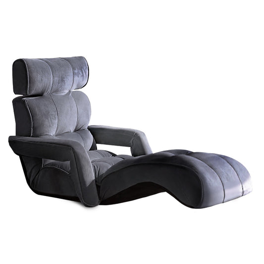 Artiss Adjustable Lounger with Arms - Charcoal