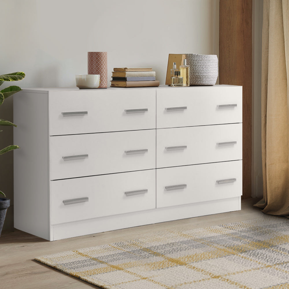 Artiss 6 Chest of Drawers Cabinet Dresser Tallboy Lowboy Storage Bedroom White