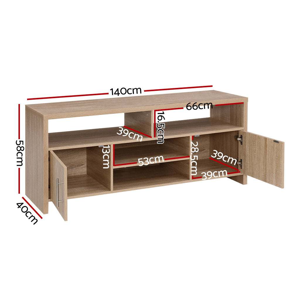 Artiss TV Cabinet Entertainment Unit Stand Storage Shelf Sideboard 140cm Oak