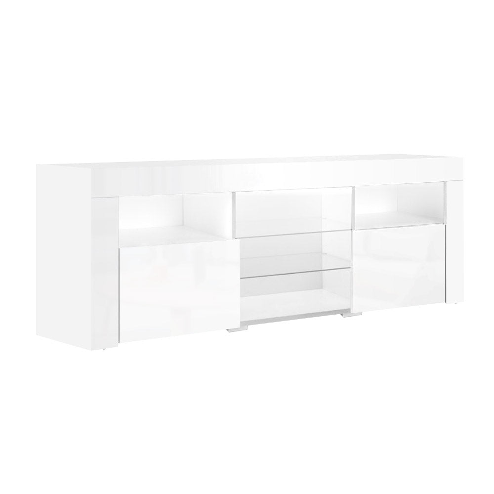 Artiss TV Cabinet Entertainment Unit Stand RGB LED Gloss Furniture 160cm White