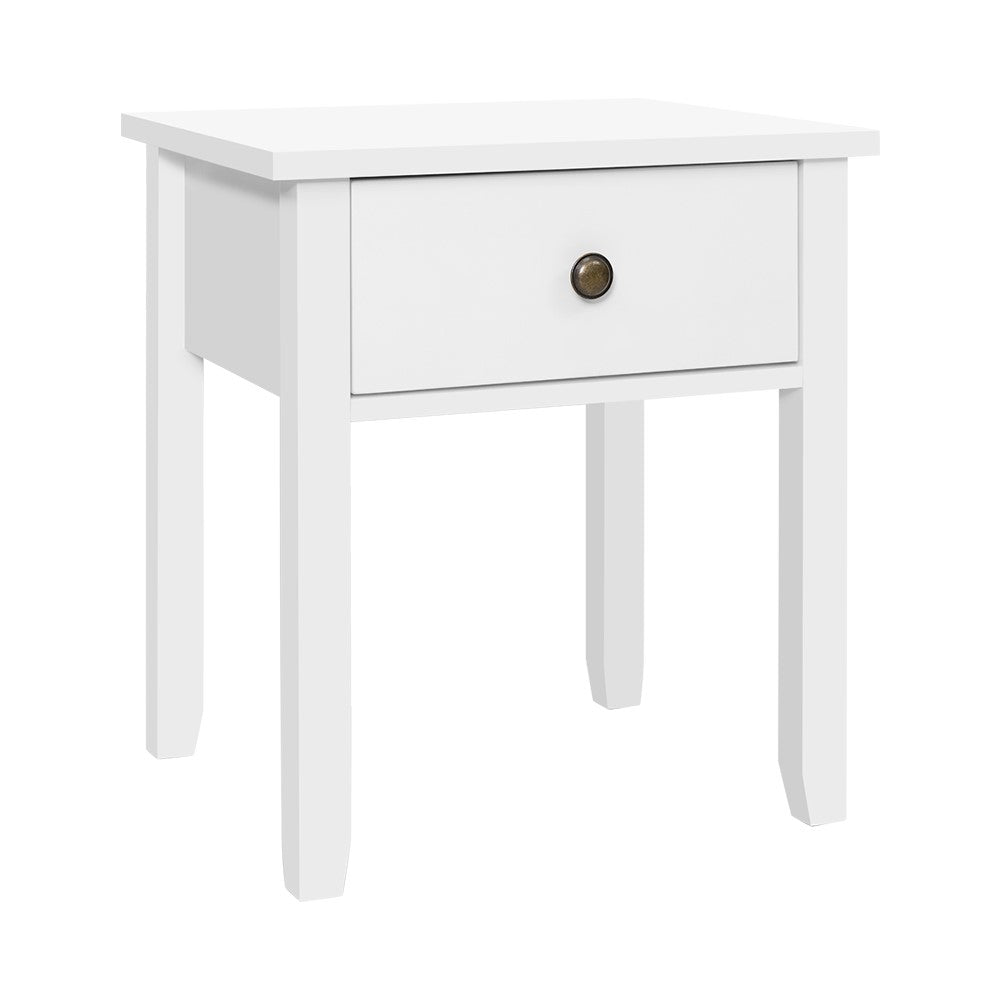 Bedside Tables Drawer Side Table Nightstand White Storage Cabinet White Lamp