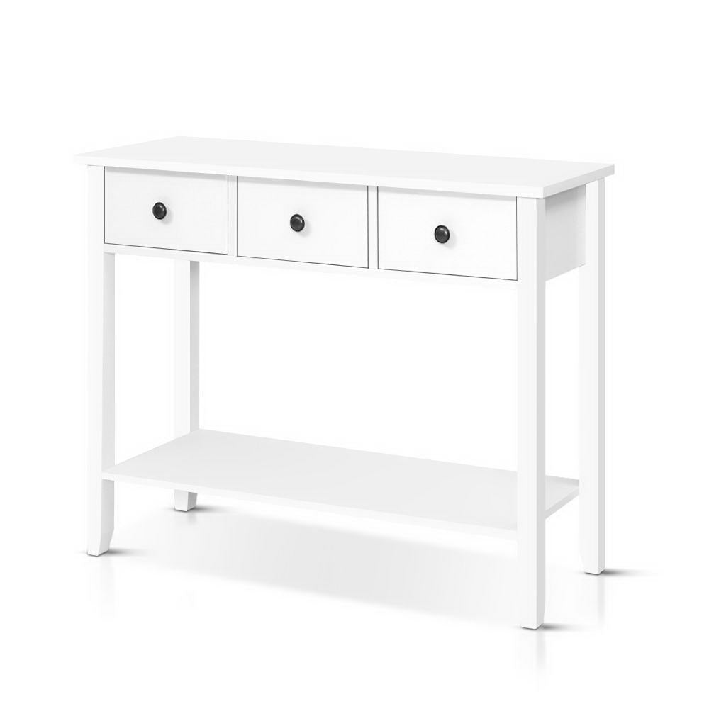 Hallway Console Table Hall Side Entry 3 Drawers Display White Desk Furniture